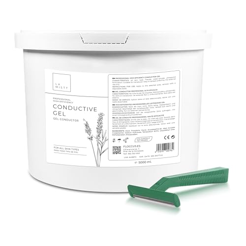 Pack Gel Conductor Cubo 5L + 100 Cuchillas de Afeitar Desechables Dos Hojas | Gel Conductor Profesional para Electroestimulación, Electrodos, Ultrasonidos, Cavitación, Aparatología Profesional