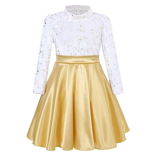 Flofalllzique Girls Velvet Dress Long Sleeve A-Line Mock Neck Casual Kids Vintage Fall Dresses