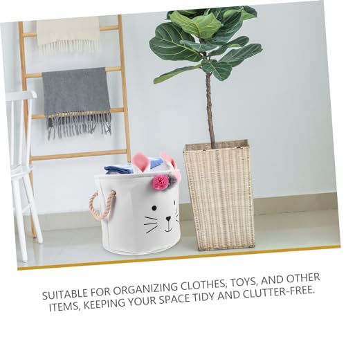 Panier à linge tissu Cabilock motif chat mignon avec pompons pour vêtements - 7