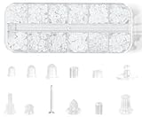 Hudinsun 12 Styles 450 Pcs Silicone Earring Backs for Studs, Plastic Earrings Hypoallergenic Clear Rubber Earring Backs Bullet Clutch Stoppers Replacement Kits for Fish Hook Earring Studs Hoops