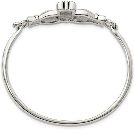 Stainless Steel Claddagh Bangle Bracelet for Women - 18mm Hinged Celtic Heart Design - Stackable Irish Jewelry Bangle with Secure Closure - Image 5