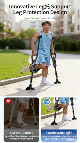 Muleta de rodilla – Ayuda ergonómica de movilidad con rodilleras de seguridad, soporte de aluminio ligero para lesiones de una sola pierna