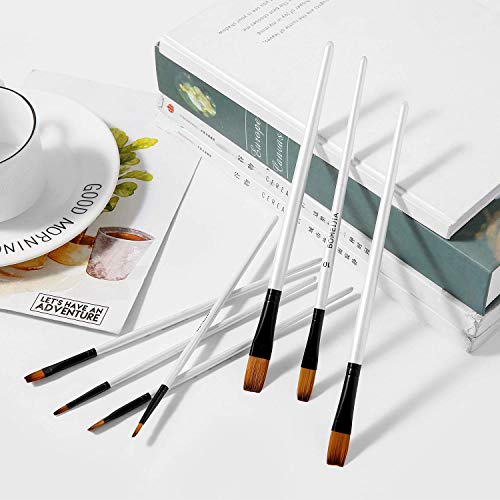 Art Paint Brushes Set, 12 PCS Nylon Professional Flat Paint Brushes for Watercolor, Oil Painting, Acrylic, Face Body Nail Art, Crafts, Rock Painting