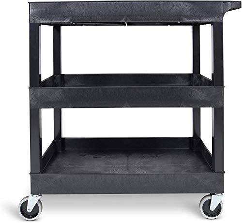 Stand Steady Tubstr 3 Shelf Utility Cart | Heavy Duty Service Cart Supports Up To 300 Lbs | Tub Cart With Deep Shelves | Great For Warehouse, Garage, Cleaning, Office & More (32 X 18 / Black) #TOP7