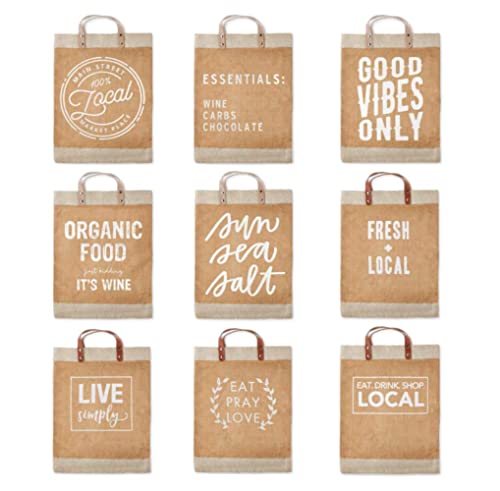 Image of Santa Barbara Design Studio Tote Bag Hold Everything Collection Jute Market Tote with Waterproof Lining, 13 inch x 18 inch, Just Kidding