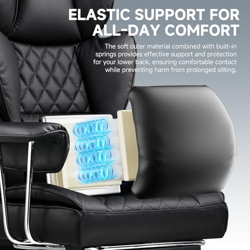 Image of GTPLAYER Gaming Chair,Office Chair with Pocket Spring Lumbar Support, Ergonomic Comfortable Wide Office Desk Computer Chair with Outward Fixed Soft Armrests and Footrest (PU Leather, Black)