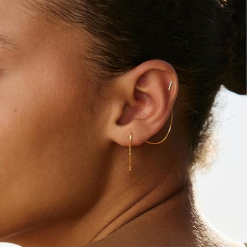 Threader Earrings for Women Gold Chain Earrings Rhinestone Tassel Dangle Earrings Minimalism Long Chain Earring Lightweight Earrings Fashion Jewelry for Women2