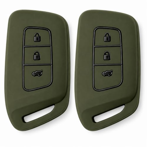 Image of JVCV Soft TPU Key Cover Compatible with New MG Hector, Hector Plus, Windsor and Windsor Pro EV Smart Key | Scratch-Resistant Protective Case (2 Pack - Matte Green)