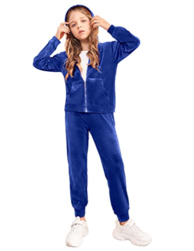 Image of Arshiner 2 Piece Outfits for Girls Kids Velour Tracksuit and Jogger Set