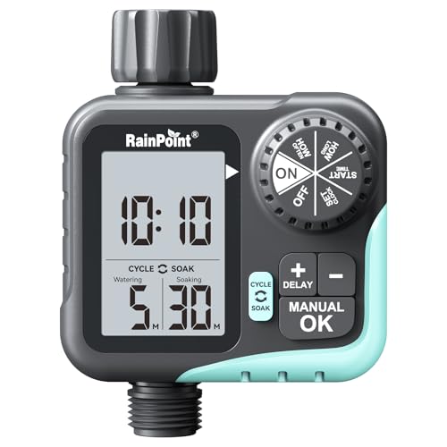 RAINPOINT Sprinkler Timer - Cycle & Soak Hose Timer for Garden Hose with Automatic Watering/Manual Watering/Rain Delay Programmable for Irrigation System Lawn Yard Outdoor