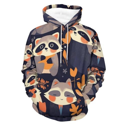 Sweat à capuche raton laveur manches longues hoodie homme femme S