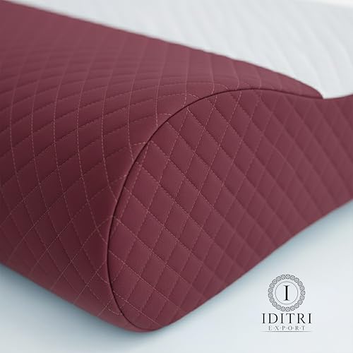 Image of Ergonomic Cervical Pillow Set of 2, Memory Foam Contour for Sleeping Neck Support, Dual 9 cm 12 cm Heights, Slow Rebound 50D Core, Burgundy Maroon Jacquard Case, 60 x 35 cm
