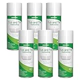 NADAMOO Tub and Tile Spray Paint White, 450ml, 6 Cans, Aerosol Bathtub Refinishing Kit for Porcelain Fiberglass Ceramic, DIY Resurfacing Bathroom Sink Countertop