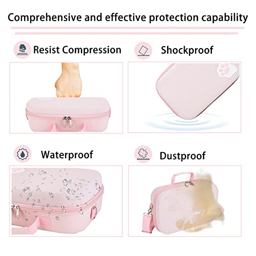 Pink Cute Cat Paw Case Compatible With Nintendo Switch/Oled Model Portable Compact Hard Shell Travel Carrying Case Fit Switch Console & Full Set Game Accessories With Mesh Pocket And 18 Card Slots. #TOP2