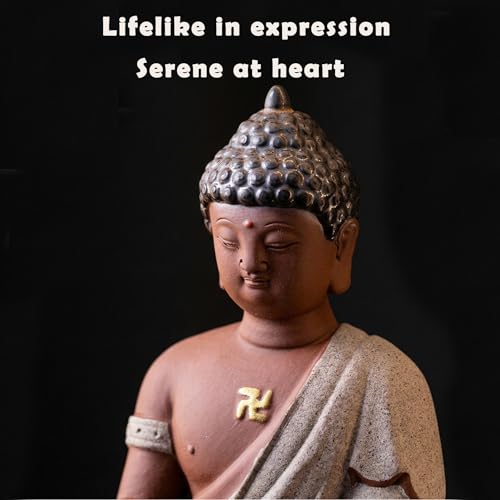 Estatua de Buda Sakyamuni Cerámica 5.2 pulgadas miniatura 5