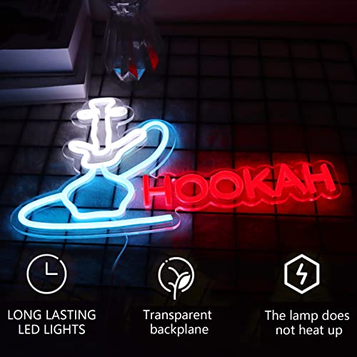 Image of Hookah Neon Sign for Bar Smoke Shop or Man Cave Decor,Bright Led Advertising Display for Smoking Lounge or Vape Shop,Easy Hanging,5V USB.16 * 9inches.