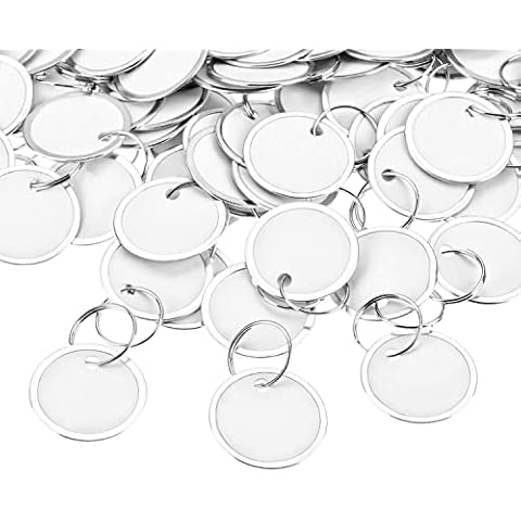 100 Pieces Metal Rimmed Key Tags Round Paper Tags with Split Rings (31mm) Cover