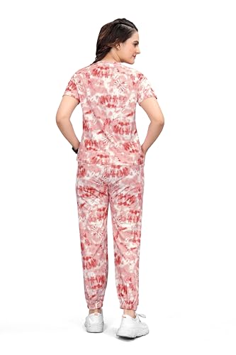 Image of Women's Printed Polyester Tracksuit Set, Lightweight Stretchable Tracksuit Suit and Gym Outfit with Side Pockets