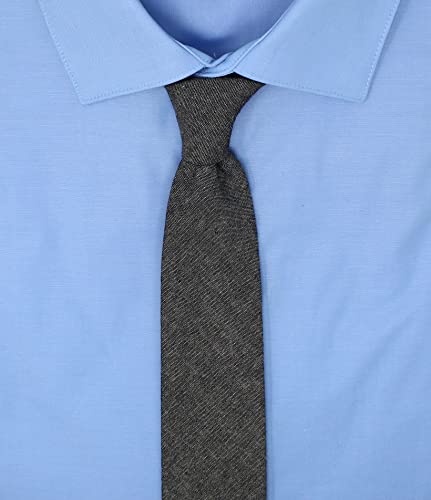 Image of Men's Chambray Cotton Skinny Necktie Tie Textured Distressed Style - 2.5 inch Width