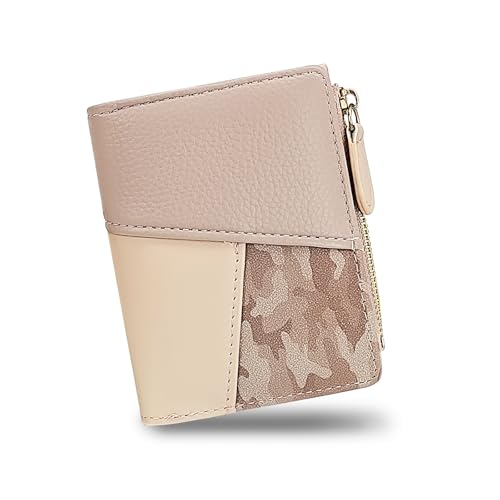 Small Wallet for Women, PU Leather Bi-fold Women’s Wallet Trendy Vintage Splicing Ladies Purse with Zipper Coin Pocket(Pink)2