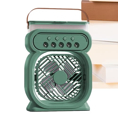 Ventilador portátil con niebla, ventilador con niebla,Ventilador de agua de agua de spray de mesa personal | Enfriador de aire tranquilo con 3 velocidades, batería de luz nocturna humidificador que fu