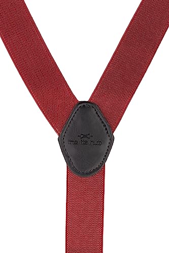 Image of The Tie Hub Suspenders for Men Elastic Adjustable Y Back Braces with Strong Metal Clips for Wedding Formal Office Wear