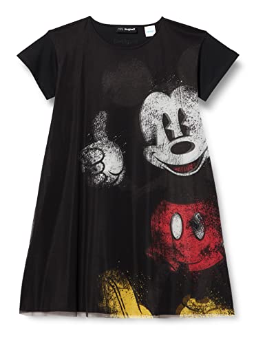 Desigual Vest_Ok Mickey Vestido Casual, Negro, 5-6 Años para Niñas