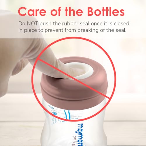 Image of Maymom Screw Lids Aka Travel Caps with Rewritable Sealing Disc Compatible with Avent, Maymom Wide Mouth Bottles; Cap Replace Avent Natural Bottle Sealing Ring and Sealing Disc, 6pcs. (Brown)