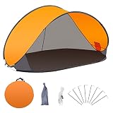 Duhome Strandmuschel Pop Up Strandzelt UV Schutz Wurfzelt Wetter- und Sichtschutz Campingzelt für Familien Strand Camping, Orange