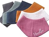Baby Halstuch aus Musselin - mit NAME - Babyausstattung - Babyhalstuch - GLÜCKSMARIECHEN