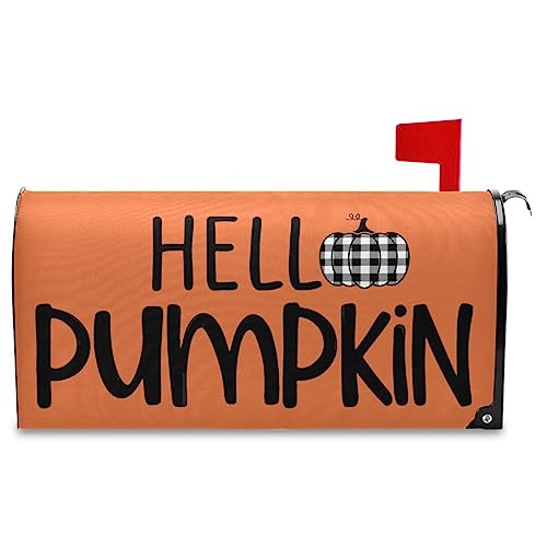 Wamika Hello Pumpkin Large Size Welcome Fall Autumn Magnetic Mailbox Covers Garden Yard Post Wraps Letter Box Decorations 25" L x 21" W