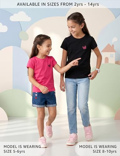 Image of Amazon Brand - Symbol Girls 100% Cotton Solid Half Sleeves T-Shirt | Regular Fit | Age 2-14 Years (Pack of 2)