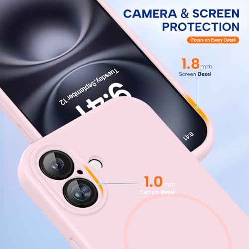 Image of Miracase Magnetic for iPhone 16 Plus Case, [Soft Anti-Scratch Microfiber Lining], Compatible with MagSafe, Liquid Silicone Shockproof Drop Protection Phone Case for 16 Plus,Sand Pink