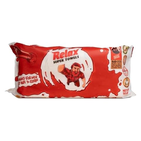 Jealous Devil Relax Cleaning Towels - Absurdly Large, Pre-Moistened and Absorbent - Designed for Men Who Hate to Clean - 50 Towels Per Pack (50 Towels) Cover
