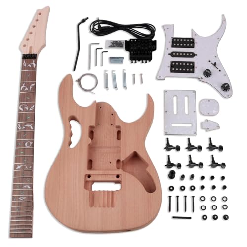 Unfinished Guitar Body Diy Electric Guitar Kits Double Rock Bridge Mahogany Body Maple Neck Rosewood Fingerboard With All Hardware