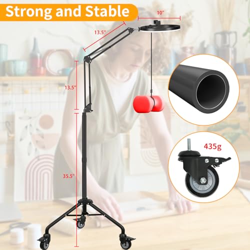 Image of LUXSURE Ring Light Tripod for iPhone,Ring Light with Stand and Phone Holder,LED Overhead Camera Mount with Casters,Phone Tripod with Light and Remote for Video Recor