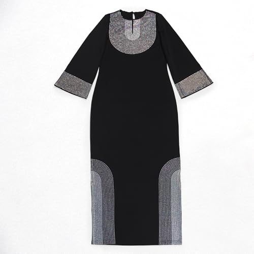 Image of PORRCEY Women's Sexy Elegant Rhinestone Bodycon Dress Hot Drilling Clubwear