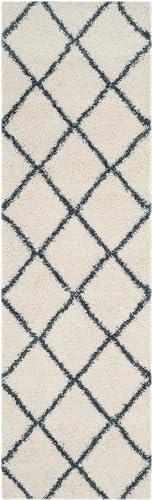 Image of Carpet for Hallway, Kitchen, and Modern Interiors, Cozy Shag Runner for Living Room, Entryway & Office Decor Size 1.5x4 feet Ivory Blue Box