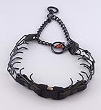 Herm Sprenger Black Stainless Steel Prong Collar with Pawmark Quick-Snap Buckle - XLarge