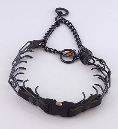 Herm Sprenger Black Stainless Steel Prong Collar with Pawmark Quick-Snap Buckle - XLarge