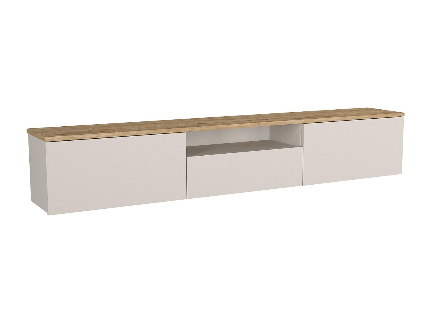 Vente-unique - Mueble colgante para TV Lotula -L 180 cm x 29,5 cm x 31,3 cm, madera de color beige, natural claro