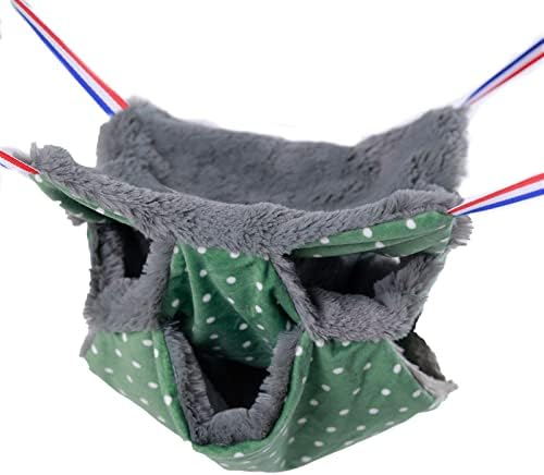 neolun Rat Ferret Cage Hammock Bedding Small Pet Cage Accessories Toy Triple-Layer Hammock Bedding for Hamster Guinea Pig Rat Ferret Chinchilla Playing Sleeping(Green)