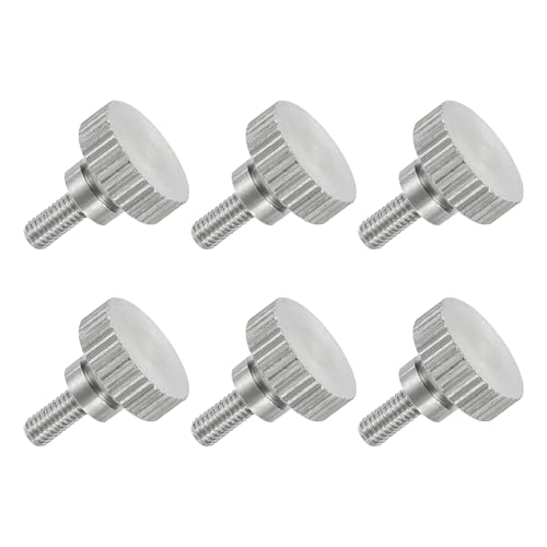 MECCANIXITY 4 PCS M6 x 12mm Flat Knurled Head Thumb Screws,304 Stainless Steel Fully Threaded Thumbscrew Bolts Fasteners for Lighting Household Appliances Electronic Equipment