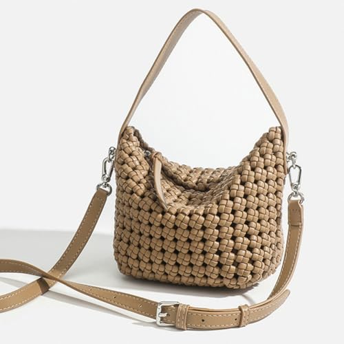 Womens Trendy Hand-woven Shoulder Crossbody Bag Small Pillow Tote Purse Top Handle Handbags for Summer Beach 20254