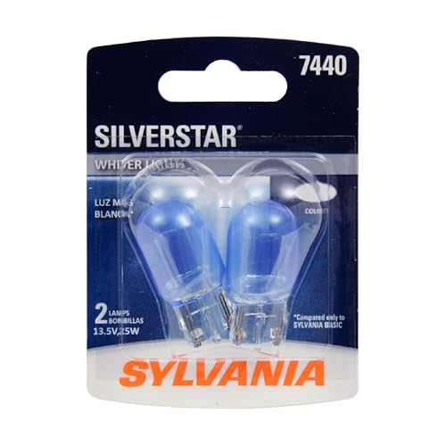 SYLVANIA - 7440 SilverStar Mini Bulb - Brighter and Whiter Light Ideal for Daytime Running Lights (DRL) and Back-Up/Reverse Lights (Contains 2 Bulbs)