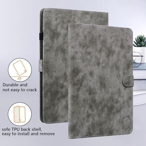 Étui Samsung Galaxy Tab S10 FE+ antichoc en cuir gris pour protéger l'écran 13.1 pouces - 4