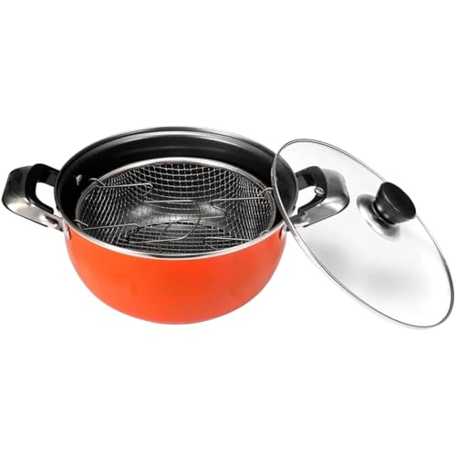 3 In 1 Deep Fryer Cooking Set Chip Fry Pan with Steamer Basket & Glass Lid, Versatile Kitchen Cooker for Frying, Steaming & Boiling, Durable Non-Stick Design, Compact for Home Cooking UK