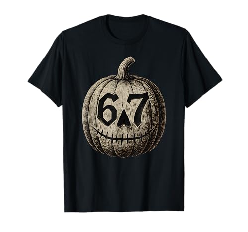 67 Halloween Pumpkin 6 7 Meme Brain Rot Six Seven Teen Boys T-Shirt
