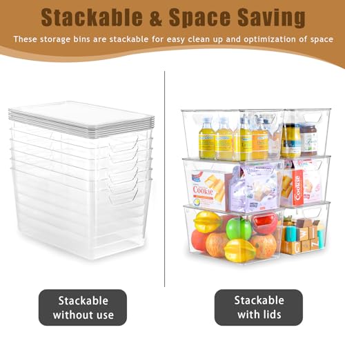 Image of 6 Pack Clear Storage Bins with Lids, 7 Quart Stackable Storage Boxes for Storage and Organization, Plastic Storage Containers with Lids, Plastic Bins with Handles for Office, Bedroom, Study Room