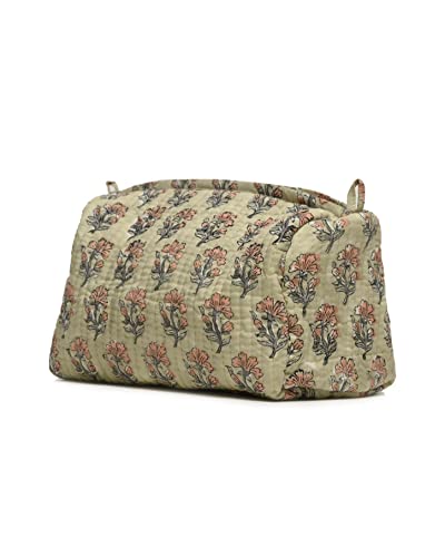 Image of Block N Style Men's Lightweight Durable Cotton Toiletry Travel Makeup Kit for Men and Women-Olive Green, 23.5 X 11.5 X 17.5 Cm